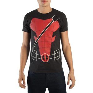 Marvel Mens Deadpool Suit-Up Costume Cosplay Black Shirt New